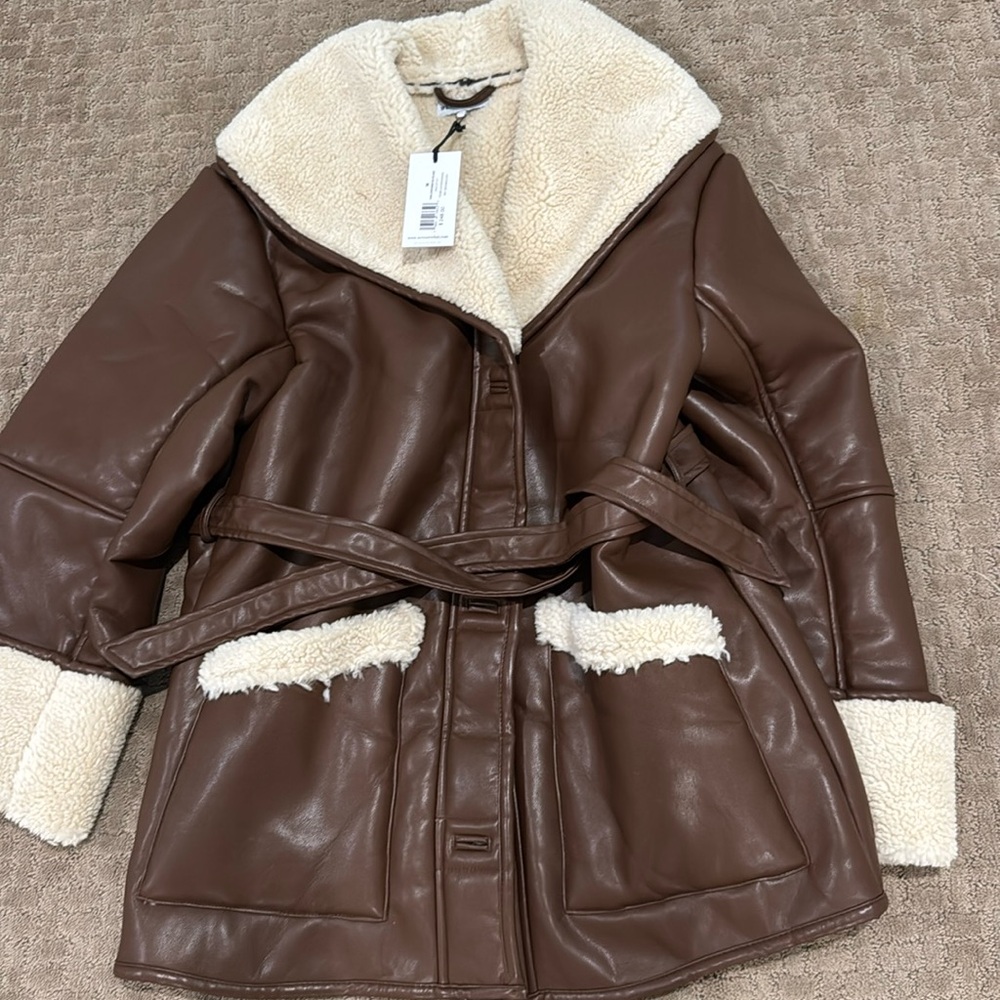 We wore what brand new vegan leather Sherpa jacket